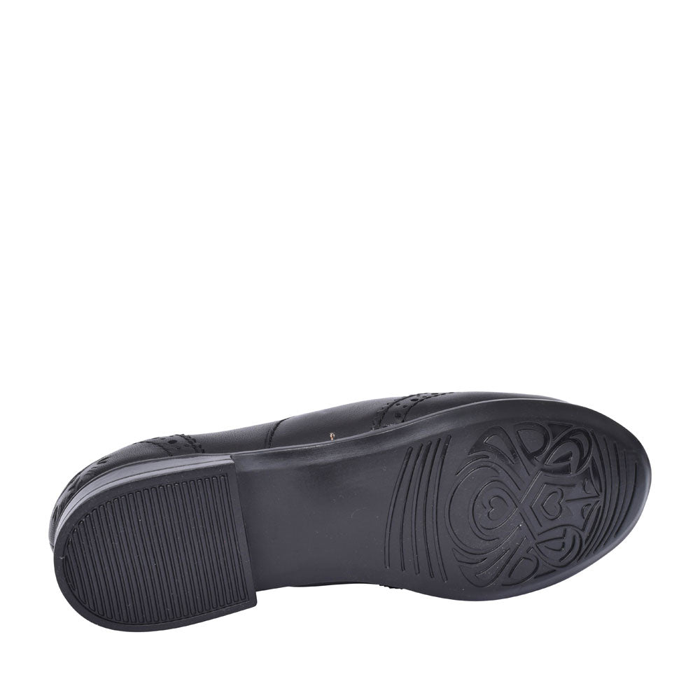 Girls Matilda Laced W Fit Brogue Shoe In Blk Leather