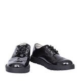 Girls Michelle Black Patent Laced Brogue Shoe In Blk Patent