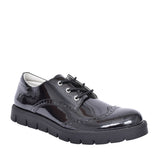 Girls Michelle Black Patent Laced Brogue Shoe In Blk Patent