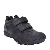Boys J0424a Savage Double Velcro Shoe In Blk Leather