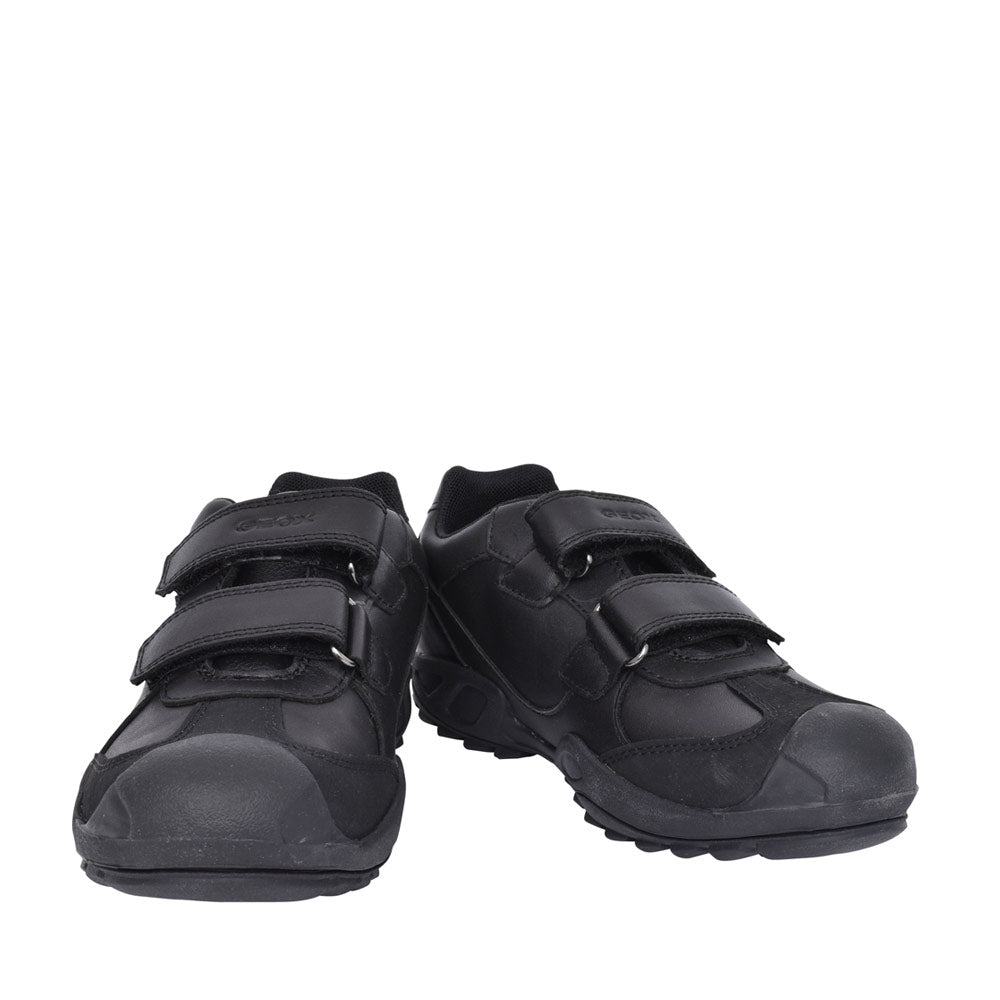 Boys J841vb New Savage Double Velcro Shoe In Blk Leather
