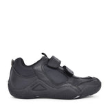Boys J8430a Wader Double Velcro Shoe In Blk Leather