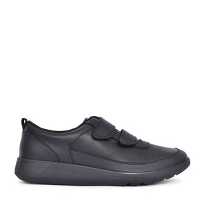 Boys Scape Flare Black Leather Velcro Shoe In Kids H Fit