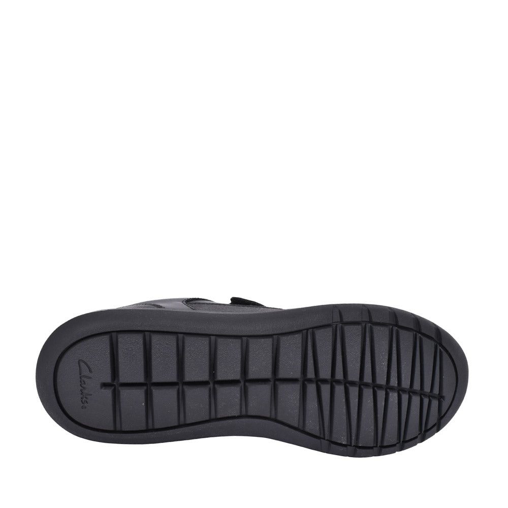 Boys Scape Flare Black Leather Velcro Shoe In Kids H Fit