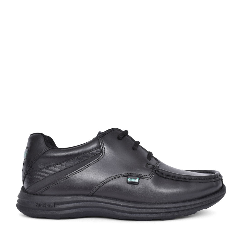 Boys Reasan Lace Black Leather Laced Shoe In Blk Leather