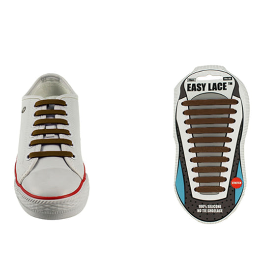 Eas210 Adults Carded Flat Silicone Laces In Brown