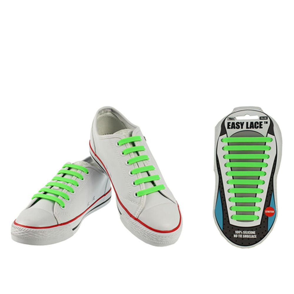 Eas210 Adults Carded Flat Silicone Laces In Green