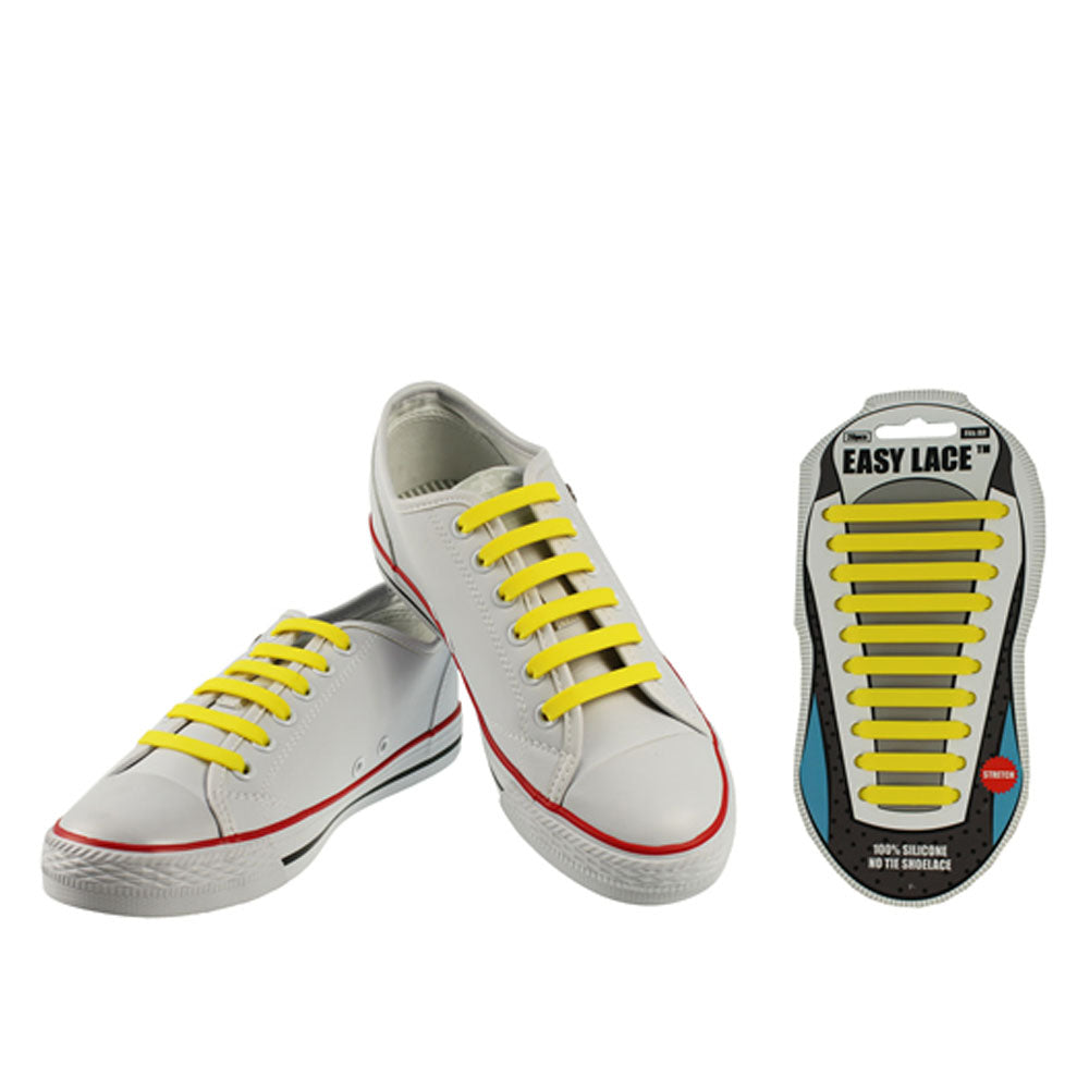 Eas210 Adults Carded Flat Silicone Laces In Yellow
