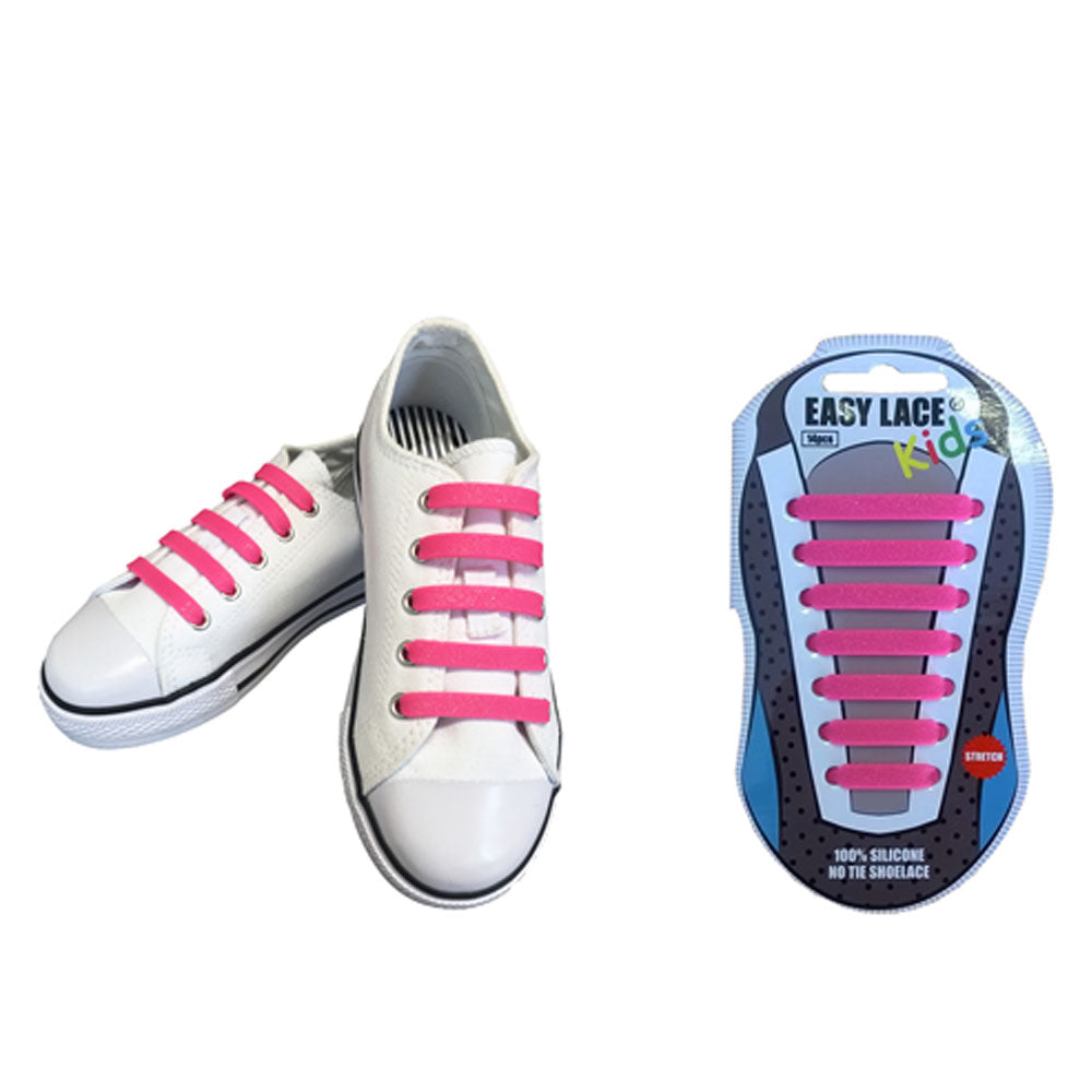 Eas310 Kids Carded Flat Silicone Laces In Pink