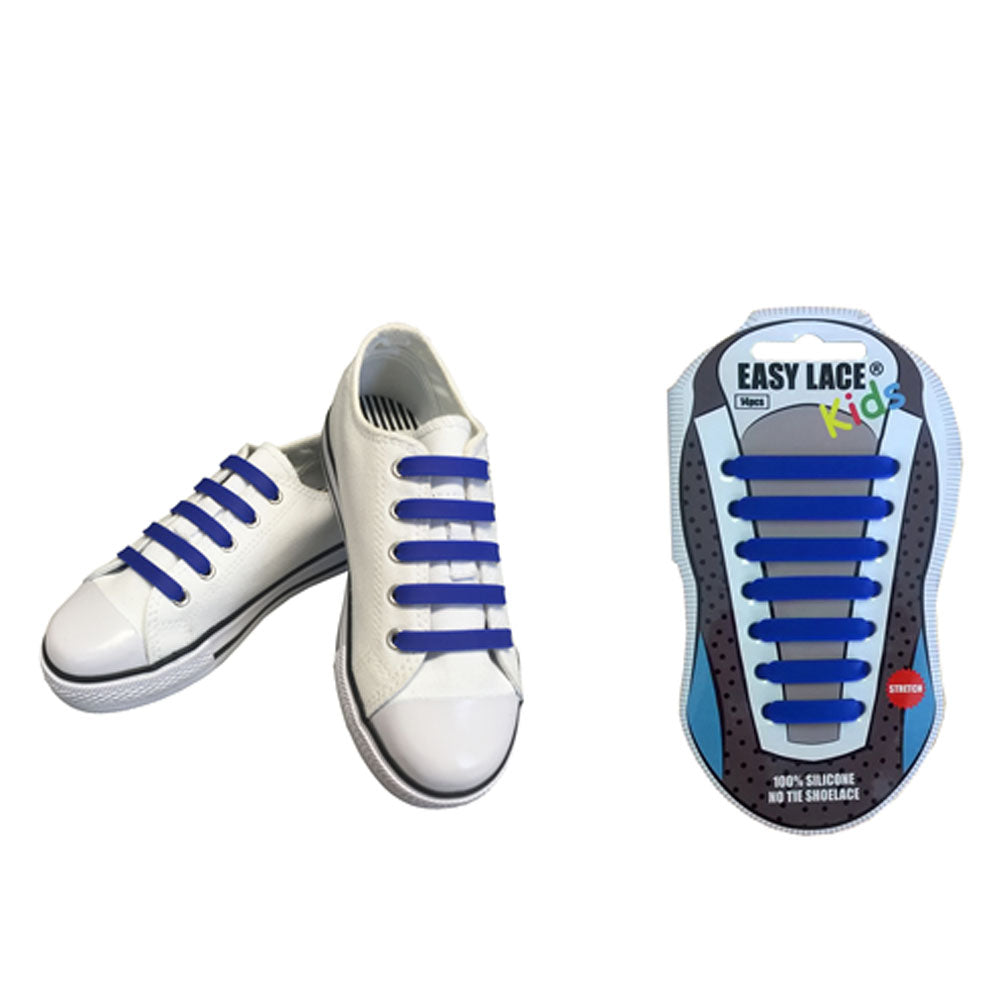 Eas310 Kids Carded Flat Silicone Laces In Blue