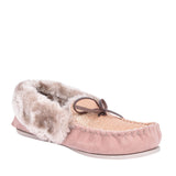 Ladies Sammy Fur Lined Moccasin Slipper In Mink