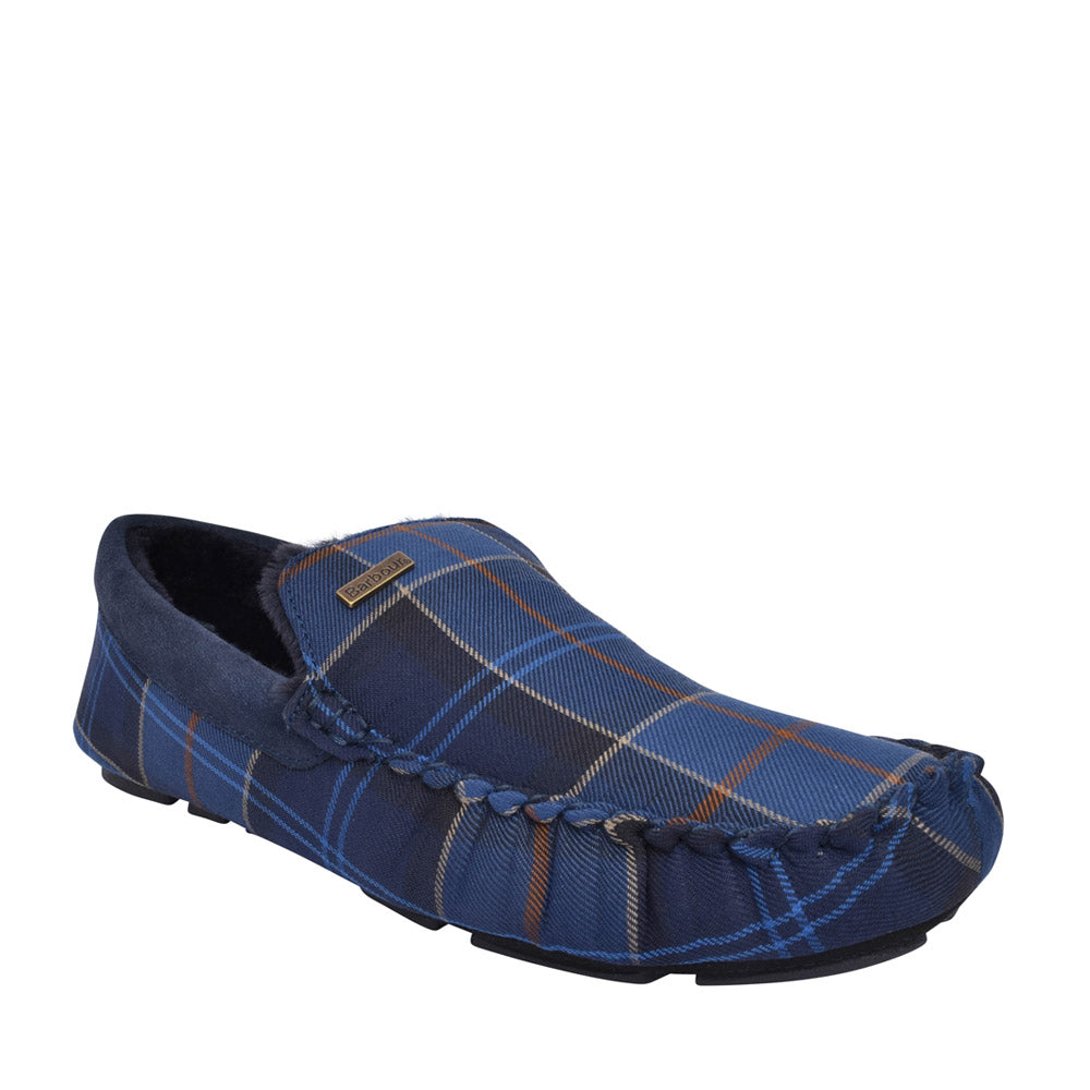 Men's Monty Suede Moccasin Slipper In Midnight Tartan