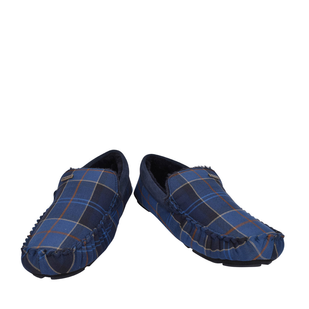 Men's Monty Suede Moccasin Slipper In Midnight Tartan