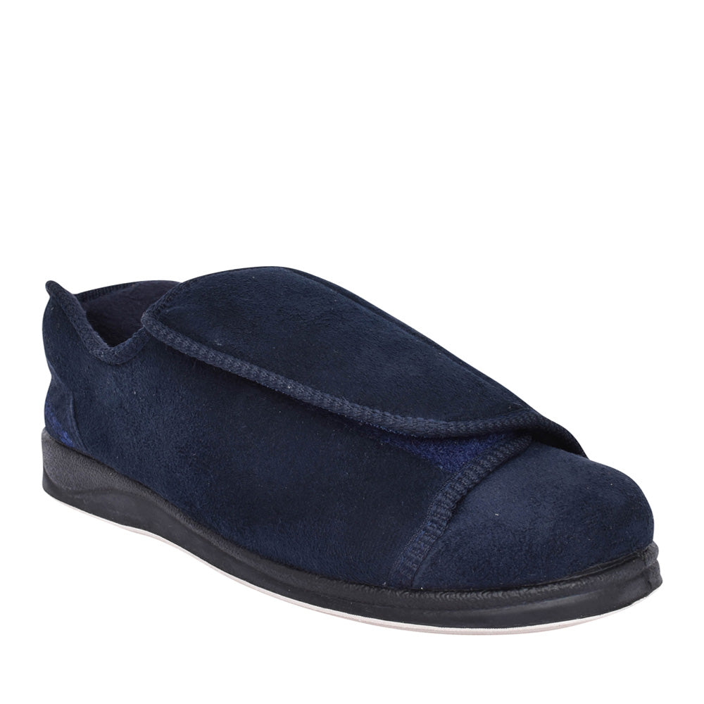 Mens Peter 499 Wide Fit Velcro Slipper In Navy