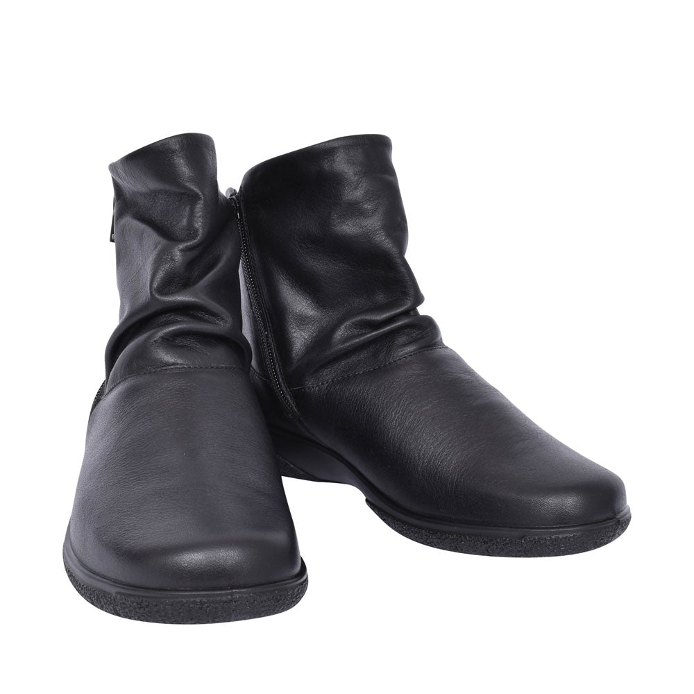 Ladies Whisper Wide Fit Leather Ankle Boot In Black