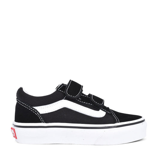 Unisex Junior Old Skool Double Velcro Shoe In Black