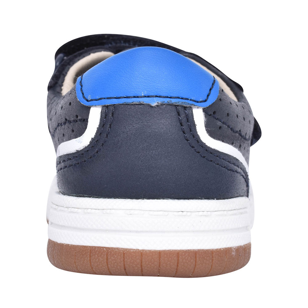 Boys Fawn Solo Navy Leather Velcro Shoe In Kids F Fit