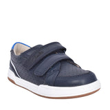Boys Fawn Solo Navy Leather Velcro Shoe In Kids G Fit