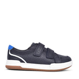 Boys Fawn Solo Navy Leather Velcro Shoe In Kids H Fit