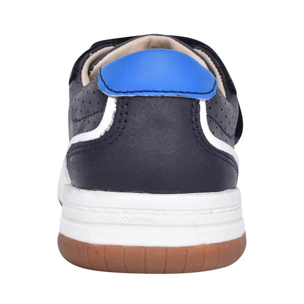 Boys Fawn Solo Navy Leather Velcro Shoe In Kids H Fit