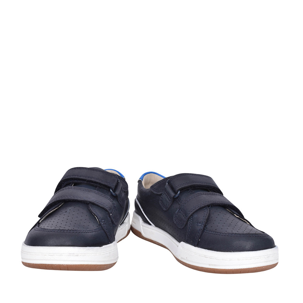 Boys Fawn Solo Navy Leather Velcro Shoe In Kids H Fit