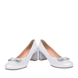 Ladies 5856 G-fit Medium Heel Court Shoe In Silver