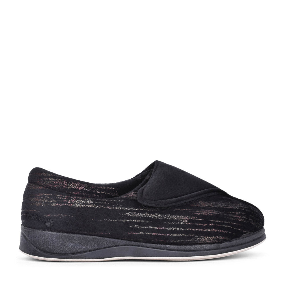 Ladies 424n Hug Wide Fit Slipper In Black