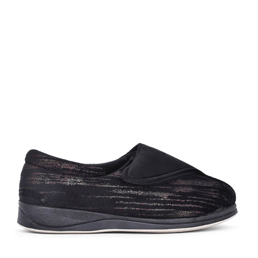 Ladies 424n Hug Wide Fit Slipper In Black