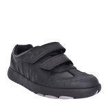 Boys Rex Stride Black Leather Shoe In Kids E Fit