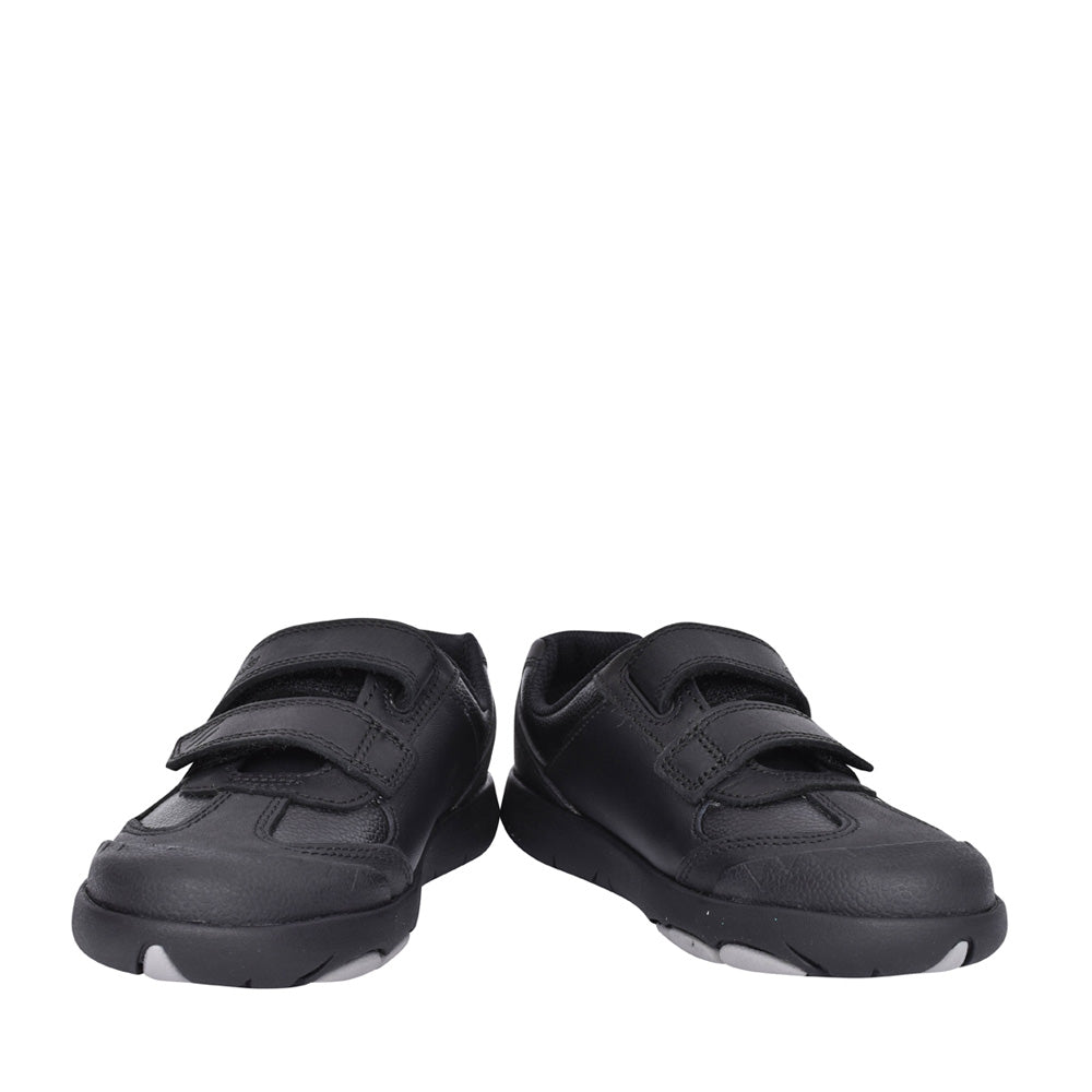 Boys Rex Stride Black Leather Shoe In Kids G Fit