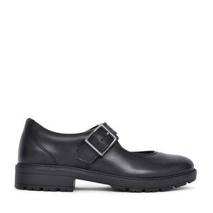 Girls Loxham Walk Black Leather Shoe In Kids F Fit