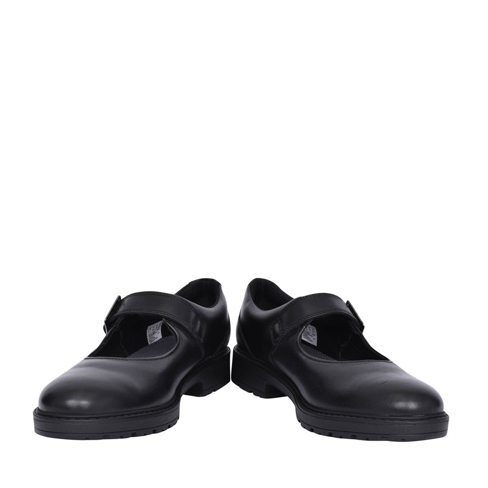 Girls Loxham Walk Black Leather Shoe In Kids G Fit