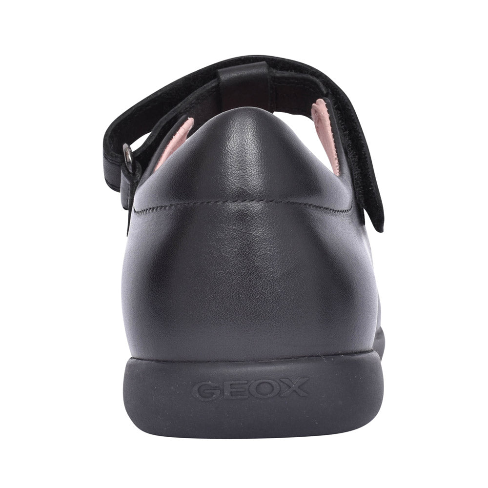 Girls Naimara J16fhb Velcro T-bar Shoe In Blk Leather