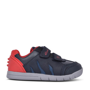 Boys Rex Play Navy/red Leather Shoe In Kids H Fit