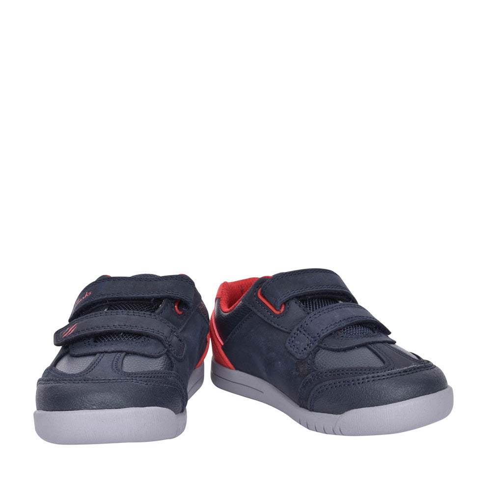 Boys Rex Play Navy/red Leather Shoe In Kids G Fit