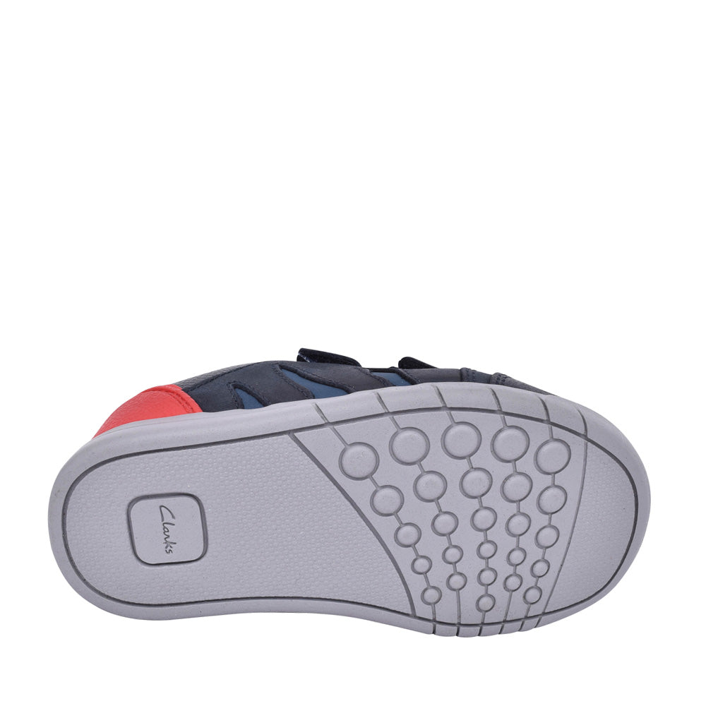 Boys Rex Play Navy/red Leather Shoe In Kids G Fit