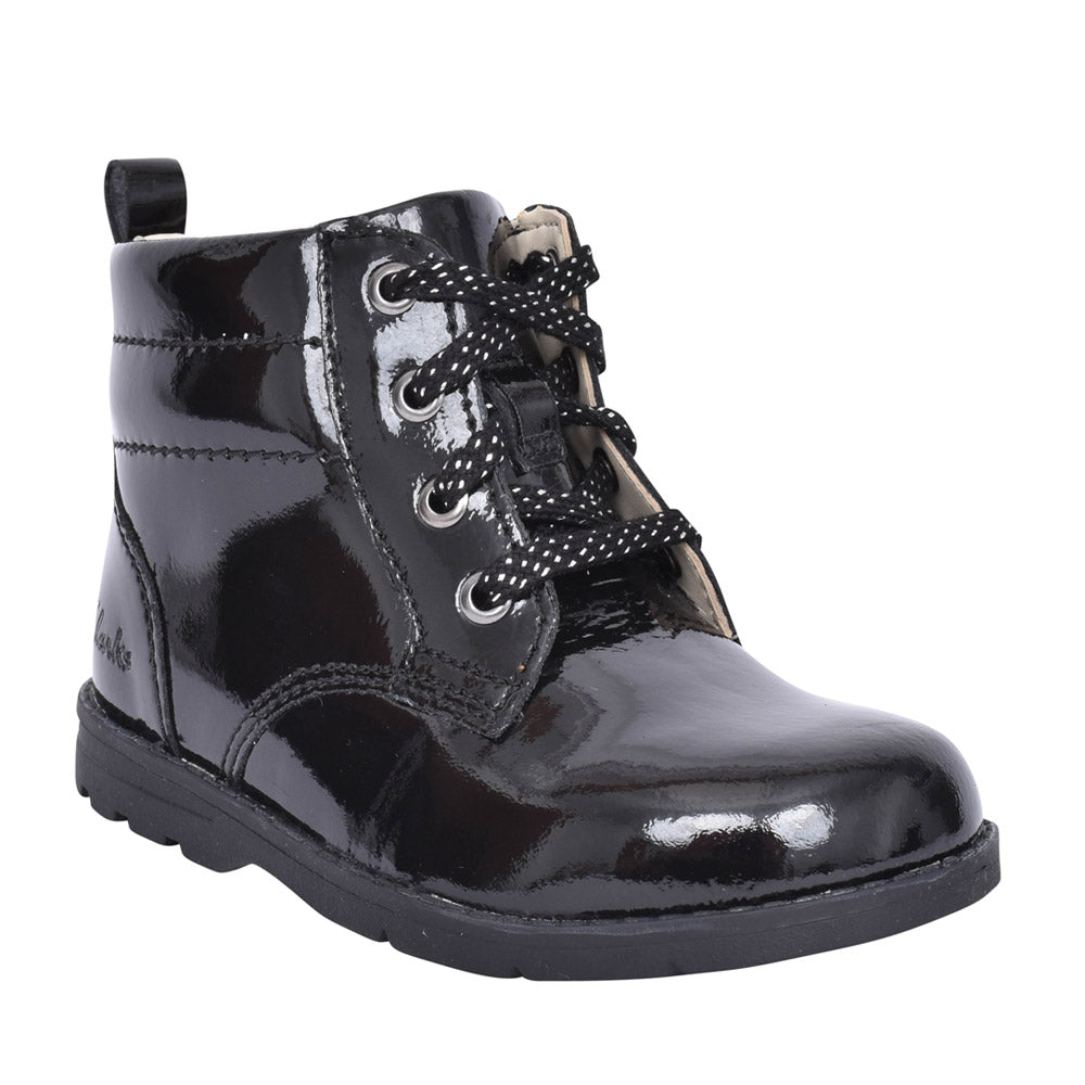 Girls Toddler Dabi Lace Black Patent Boot In Kids G Fit