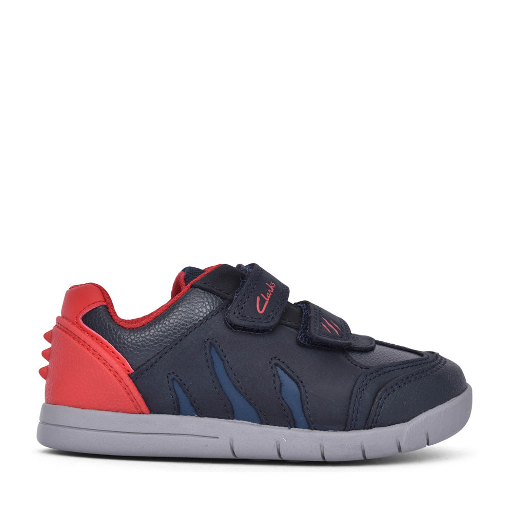 Boys Rex Play Navy/red Leather Shoe In Kids F Fit
