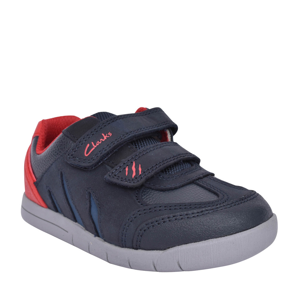 Boys Rex Play Navy/red Leather Shoe In Kids G Fit