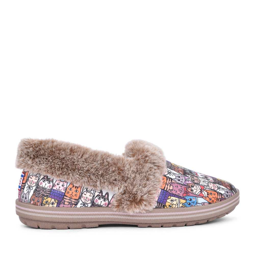 Ladies 33347 Too Cozy Chic Cat Slipper In Multi-colour