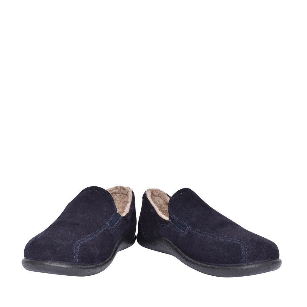 Mens Relax Std Fit Velcro Slipper In Navy