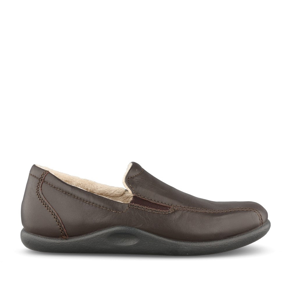 Mens Relax Standard Fit Full Slipper In Dark Brown