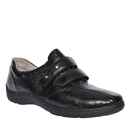 Ladies 496301 Henni H-fit Velcro Shoes In Blk Patent
