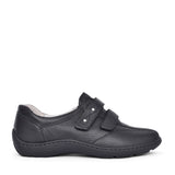 Ladies 496301 Henni H-fit Velcro Shoes In Blk Leather