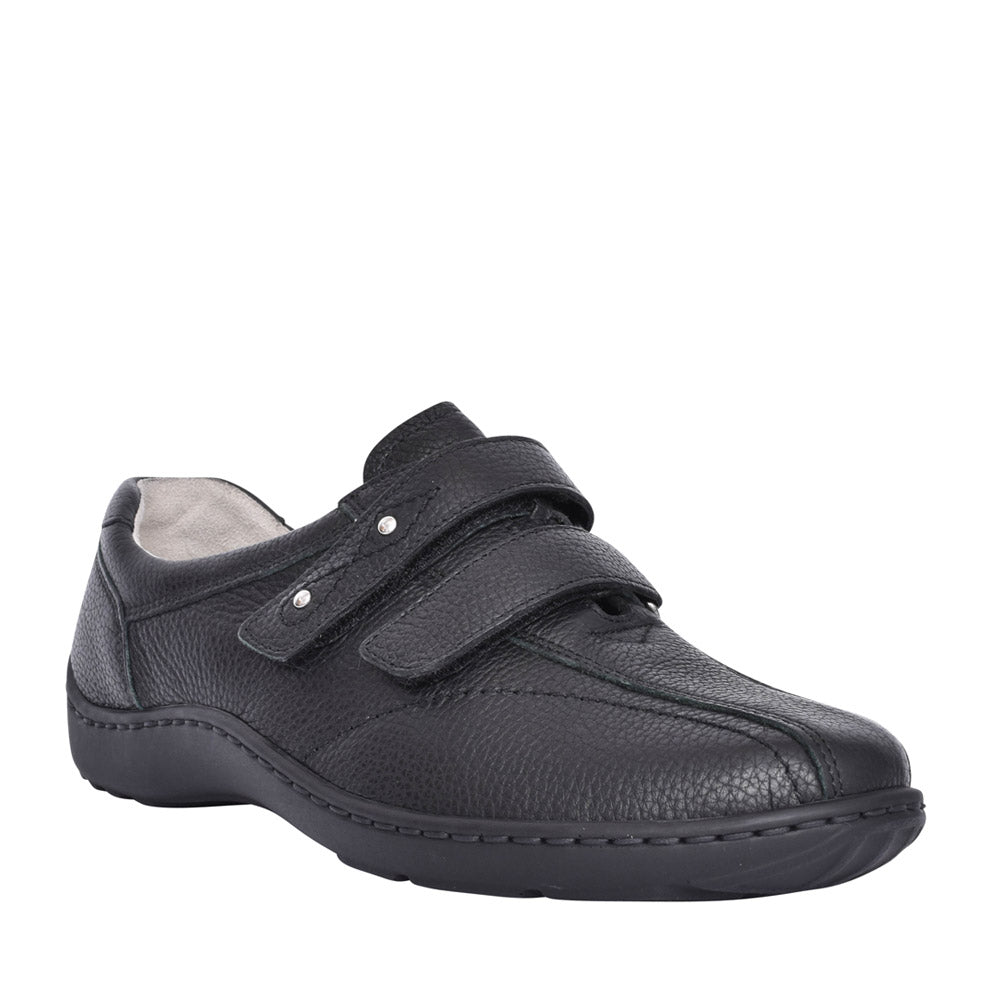 Ladies 496301 Henni H-fit Velcro Shoes In Blk Leather