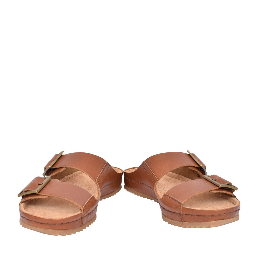 Ladies Brookleigh Sun Leather D-fit Mule In Dark Tan