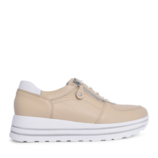 Ladies 758009 H-lana Laced Trainer In Beige