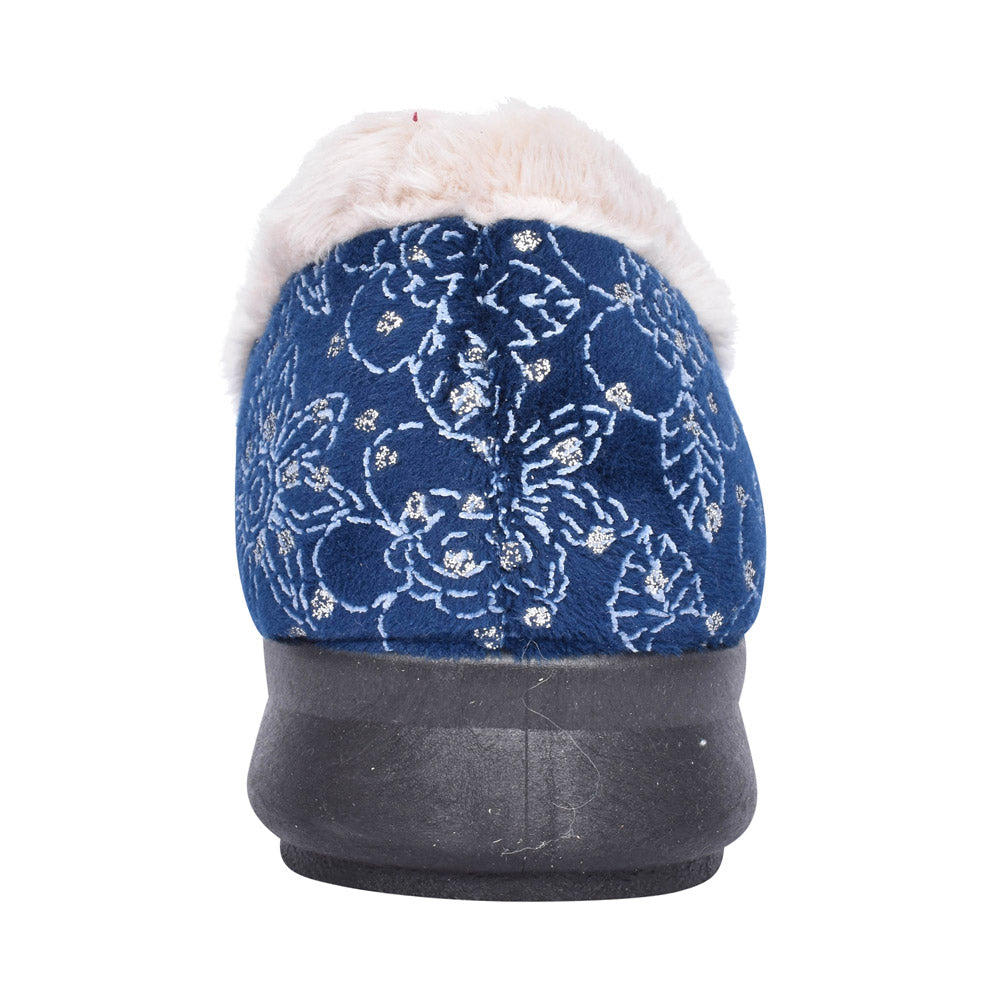 Ladies 2v Extra Wide Harper Velcro Slipper In Navy