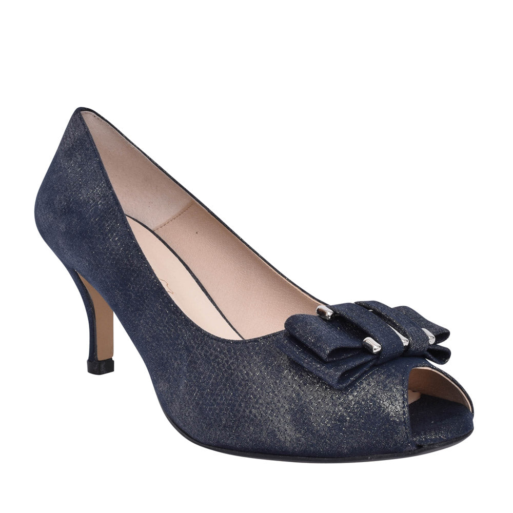 Ladies Rp0022 Peep Toe Court Shoe In Navy