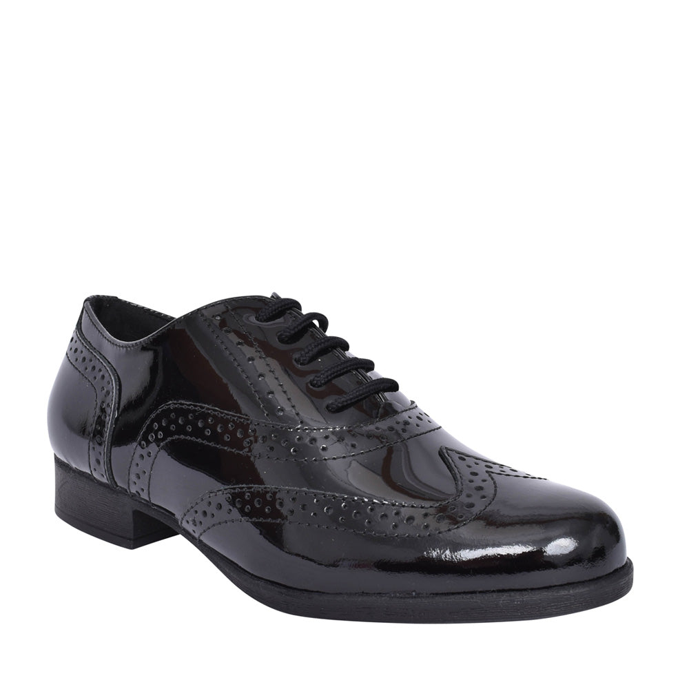 Girls Kada Laced Brogue In Blk Patent